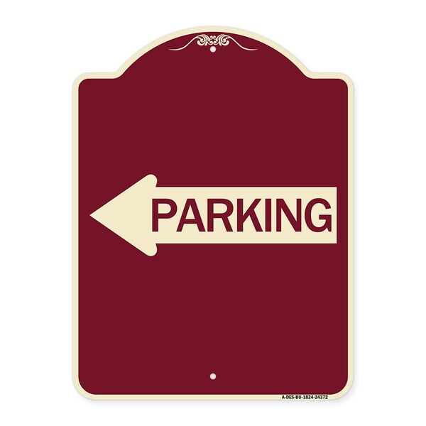 Parking With Left Arrow Heavy-Gauge Aluminum Architectural Sign, 24" x 18", BU-1824-24372